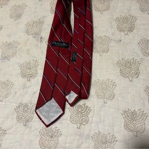 Dior Burgundy and Silver Striped Tie